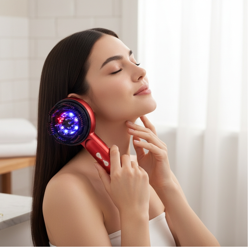 Massage cuir chevelu stimulation pousse cheveux barbe